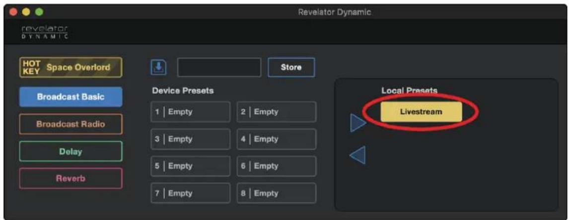 PRESONUS Revelator Dynamic - Pour importer un nouveau preset dans une des 8 mémoires réservées à l'utilisateur : - 1