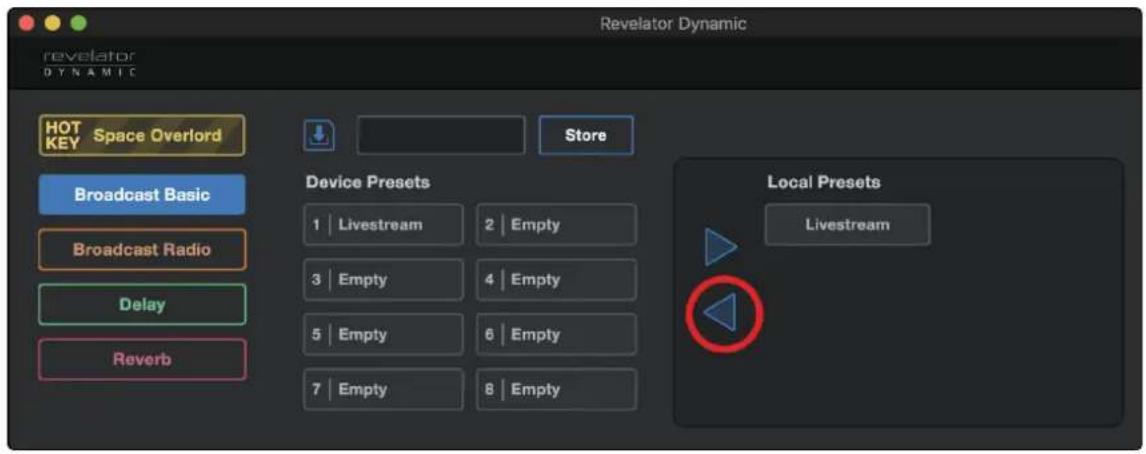 PRESONUS Revelator Dynamic - Pour importer un nouveau preset dans une des 8 mémoires réservées à l'utilisateur : - 2