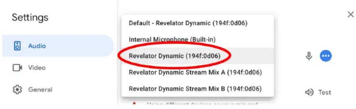 Settings Default - Revelator Dynamic (194f:0d06) Internal Microphone (Built-in) Revelator Dynamic (194f:0d06) Revelator Dynamic Stream Mix A (194f:0d06) Revelator Dynamic Stream Mix B (194f:0d06)