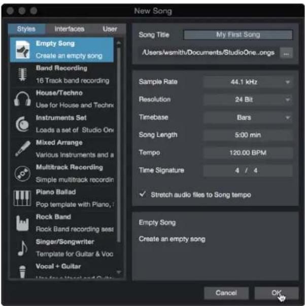 PRESONUS Revelator Dynamic - Création d'un nouveau morceau - 2