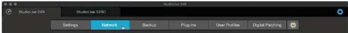 StudioLive 24R StudioLive 32SC Settings Network Backup Plug-ins User Profiles Digital Patching