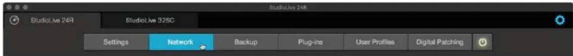 StudioLive 24R StudioLive 32SC Settings Network Backup Plug-Ins User Profiles Digital Patching
