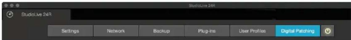 StudioLive 24R Settings Network Backup Plug-ins User Profiles Digital Patching