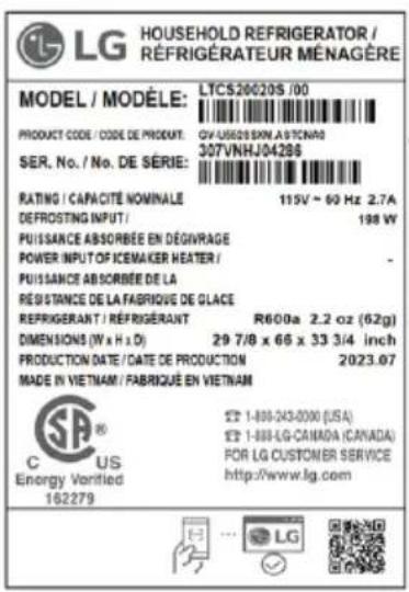 LG LK75C - Replace Bracket (Only applies to serial numbers with "VN" on the label.) - 1