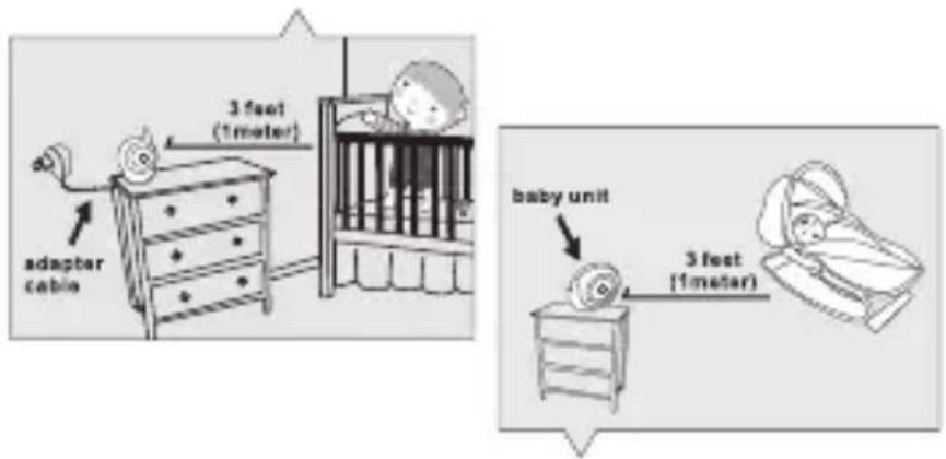 adaptor cable 3 feet (1 meter) baby unit 3 feet (1 meter)