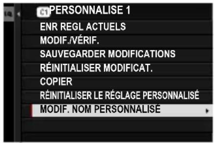 FUJIFILM XH2S - Modification des noms des jeux de réglages personnalisés - 3