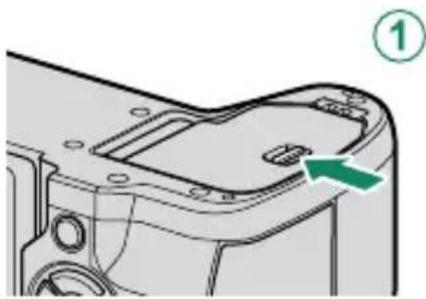 FUJIFILM XH2S - Ouvrez le couvercle du compartiment de la batterie. - 2