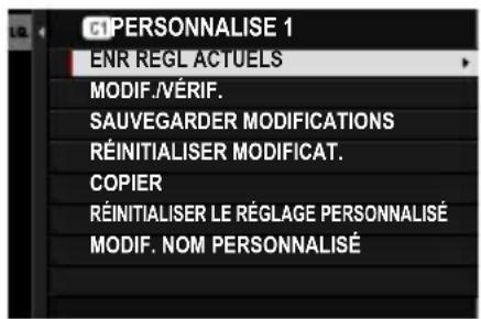 FUJIFILM XH2S - Enregistrement des réglages actuels - 3
