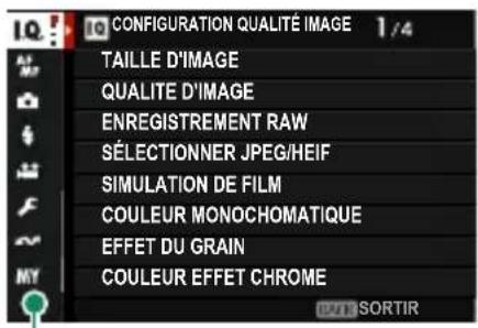 FUJIFILM XH2S - Sélection d'un onglet de menu - 3