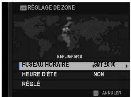 FUJIFILM XH2S - Choisissez un fuseau horaire. - 1