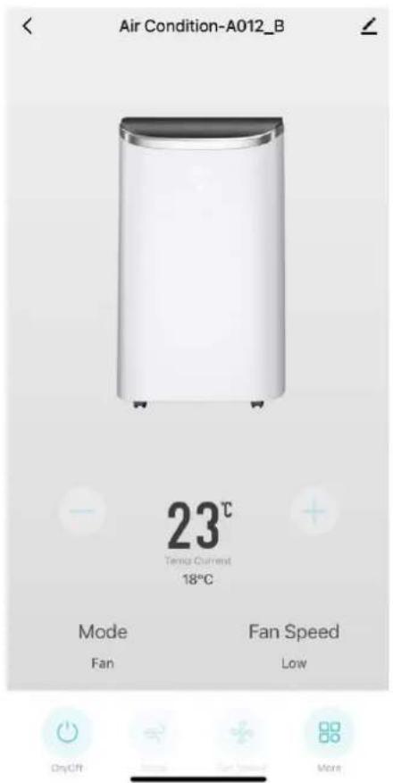 Air Condition-A012_B 23°C Tamba Current 18°C Mode Fan Fan Speed Low On/Off More