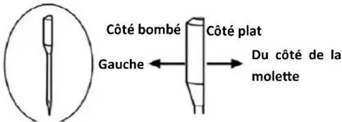 Côté bombé Gauche ← Côté plat → Du côté de la molette
