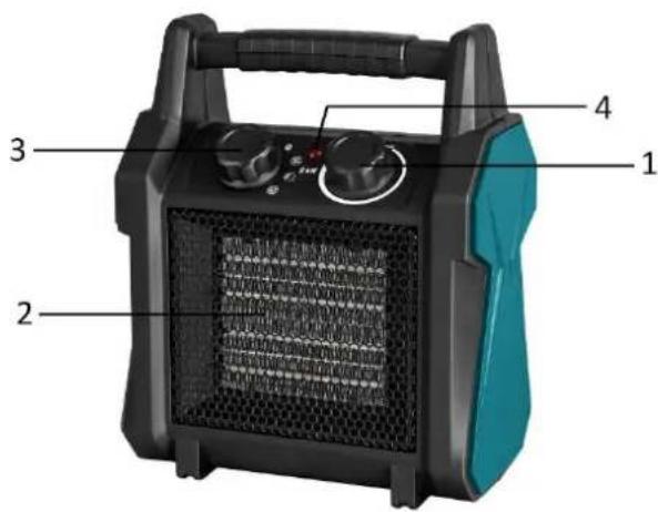 Labeled diagram of a heat exchanger device with numbered parts for identification