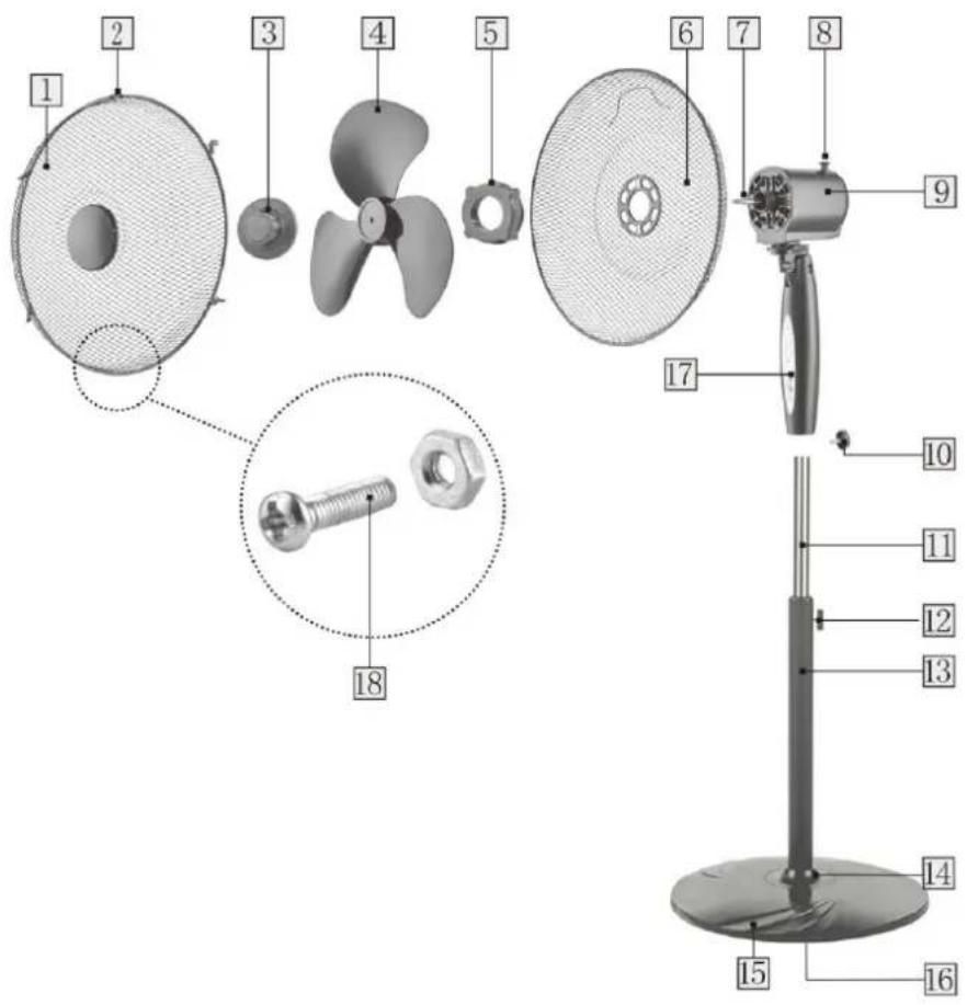Emerio FN121525.1 - BEZEICHNUNG DER TEILE - 1