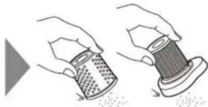 Emerio UVC127226.1 - • How to clean the dust cup filter - 2