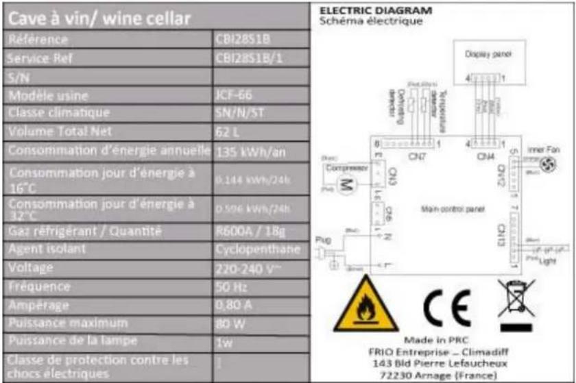 CLIMADIFF CBI28S1B - TECHNICAL CHARACTERISTICS - 1