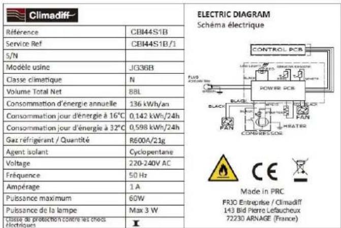 CLIMADIFF CBI44S1B - DATOS TÉCNICOS - 1