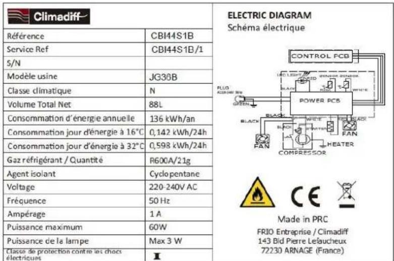 CLIMADIFF CBI44S1B - TECHNISCHE DATEN - 1