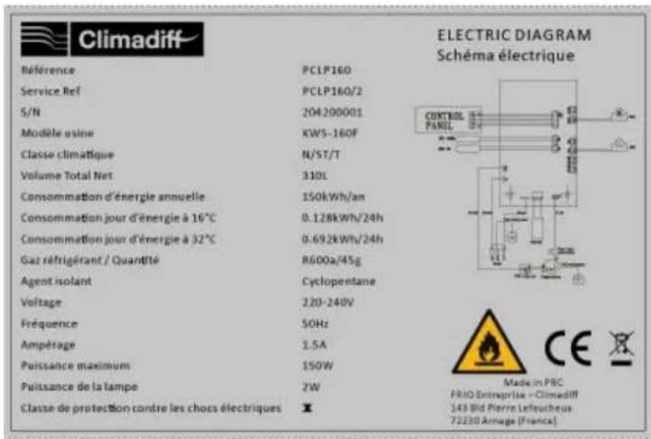 CLIMADIFF CPW204B1 - TECHNISCHE DATEN - 1