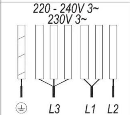 220 - 240V 3~ 230V 3~ L3 L1 L2