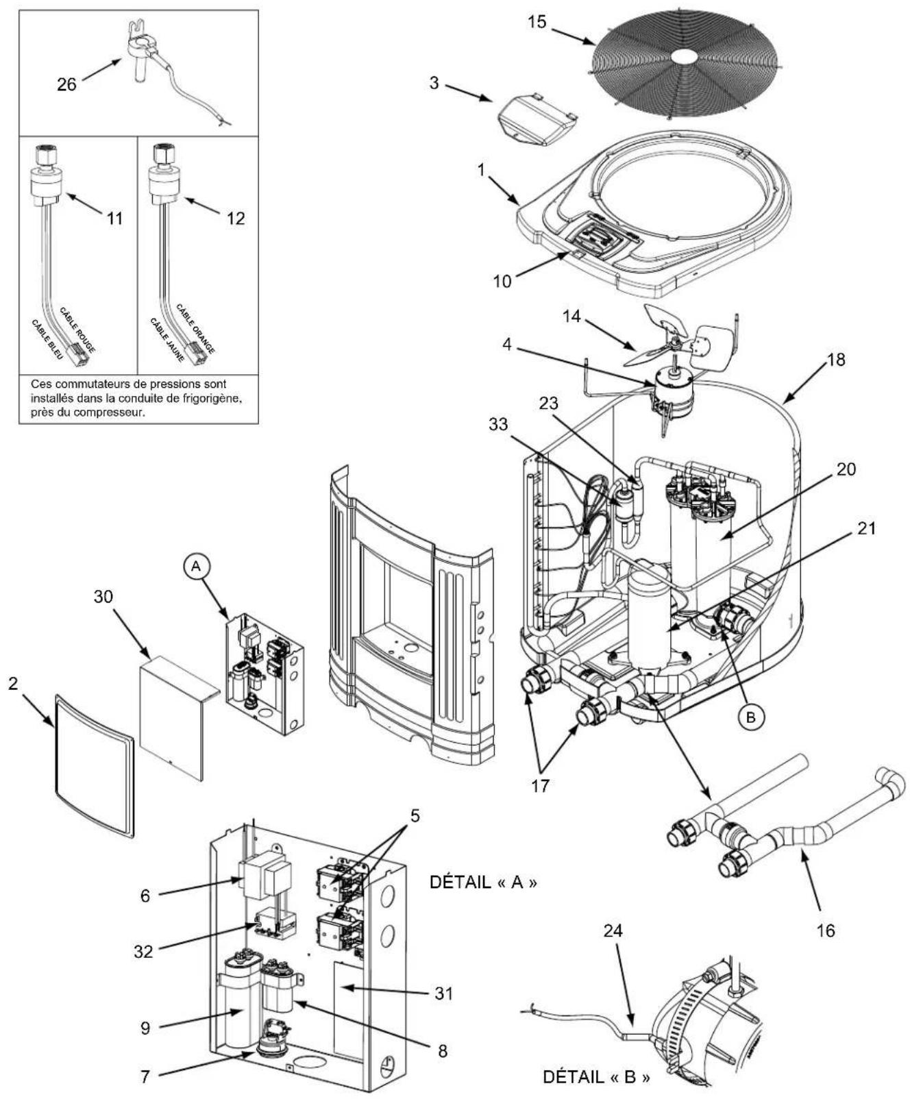 Jandy EETi - Diagramme éclaté de thermopompes jandy ee-ti - 1