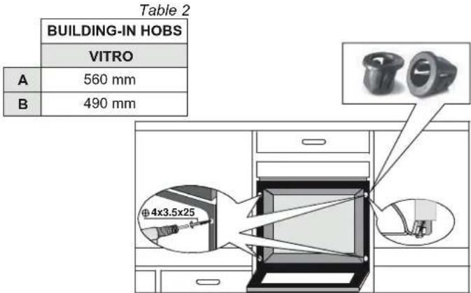 BUILDING-IN HOBS VITRO A 560 mm B 490 mm Φ4x3.5x25