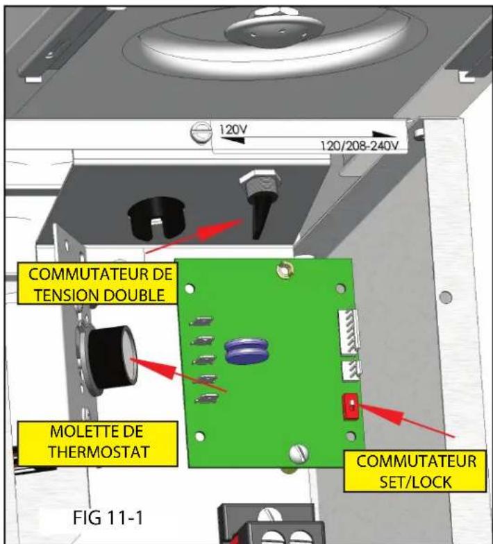 120V 120/208-240V COMMUTATEUR DE TENSION DOUBLE MOLETTE DE THERMOSTAT COMMUTATEUR SET/LOCK FIG 11-1