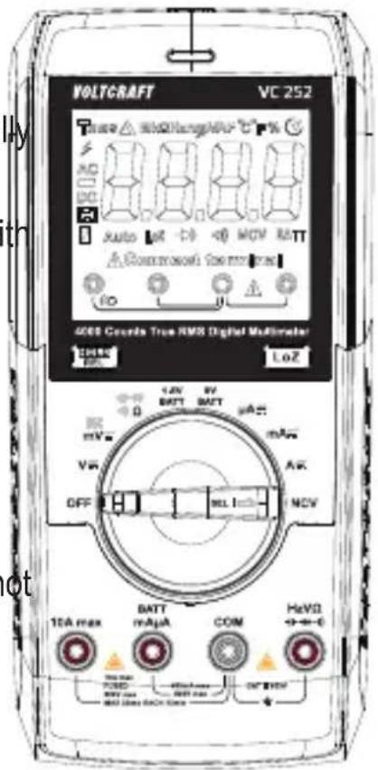 VOLTCRAFT VC252 - Turning the multimeter on and off - 1