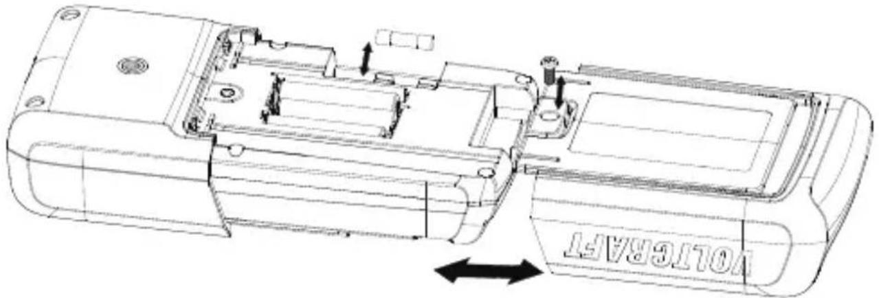 VOLTCRAFT VC292 - Öffnen des Batterie-/Sicherungsfachs - 2