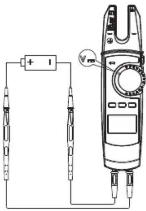 Diagram showing a power supply connected to a multimeter with labeled voltage measurement points