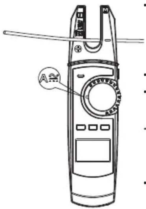 Technical line drawing of a handheld device with labeled component 'A' pointing to its dial.