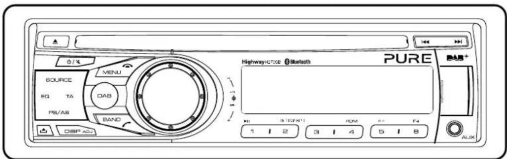 Highway H208E Bluetooth PURE BAS+ SOURCE RG TA PB/AS MENU DAB BAND DISP ADJ 1 2 3 4 5 6 ALOK
