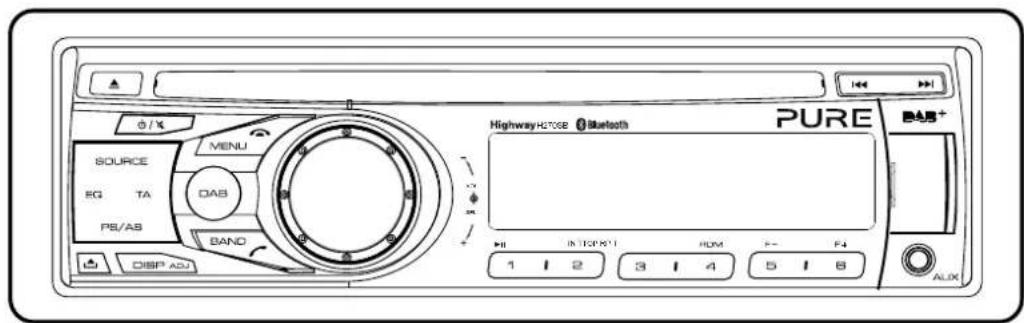 Highway H2708E Bluetooth PURE BAS+ SOURCE EG TA PS/AS MENU DAB BAND DISP ADJ 1 2 3 4 5 6 ALOX