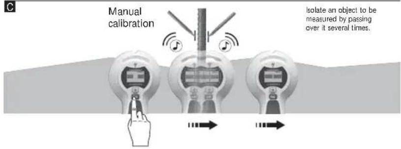 C Manual calibration Isolate an object to be measured by passing over it several times.