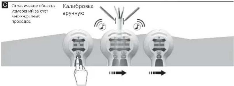 С Ограничение объекта измерений за счет многократных проходов Калибровка вручную