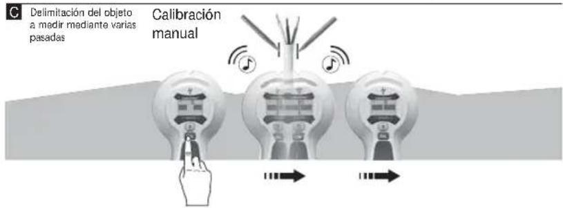 C Delimitación del objeto a medir mediante varias pasadas Calibración manual