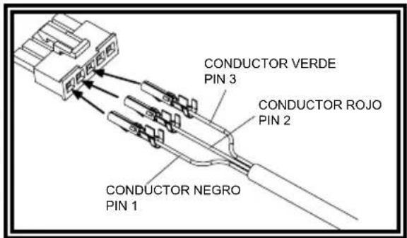 CONDUCTOR VERDE PIN 3 CONDUCTOR ROJO PIN 2 CONDUCTOR NEGRO PIN 1