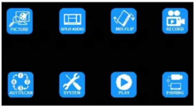 PICTURE SPLIT AUDIO MIR FLIP RECORD AUTOSCAN SYSTEM PLAY PAIRING