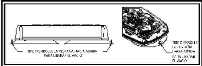 TIRE O ENROLLE LA PESTAÑA HACIA ARRIBA PARA LIBERAR EL VACIO TIRE O ENROLLE LA PESTAÑA HACIA ARRIBA PARA LIBERAR EL VACIO