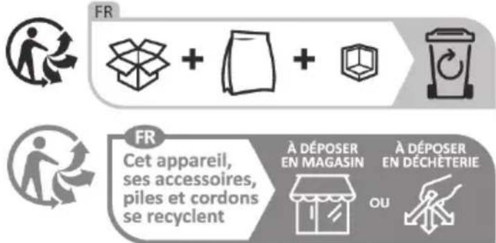 FR FR Cet appareil, ses accessoires, piles et cordons se recyclent À DÉPOSER EN MAGASIN À DÉPOSER EN DÉCHÉTERIE OU