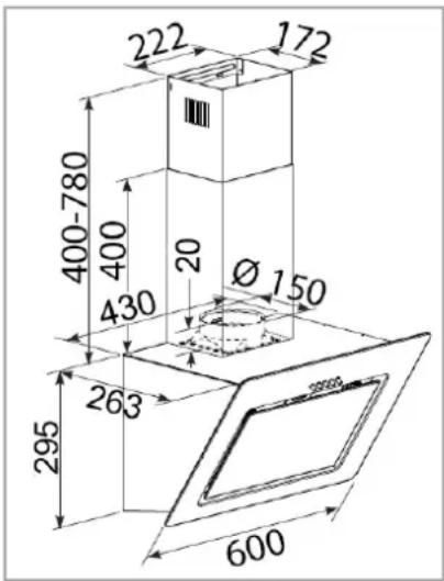 222 172 400-780 400 20 Ø 150 430 263 295 600