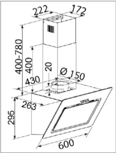 222 172 400-780 400 20 Ø 150 430 263 295 600