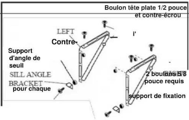 Boulon tête plate 1/2 pouce et contre-écrou LEFT Contre- Support d'angle de seuil SILL ANGLE BRACKET pour chaque i' 2 boulons 5/8 pouce requis support de fixation