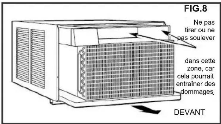 FIG.8 Ne pas tirer ou ne pas soulever dans cette zone, car cela pourrait entraîner des dommages. DEVANT