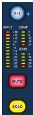 SEL INPUT COMP +20 1 -15 9 +10 12 +5 18 0 24 -9 -10 -15 5 -20 12 -25 20 -30 26 -35 34 GATE MUTE SOLO