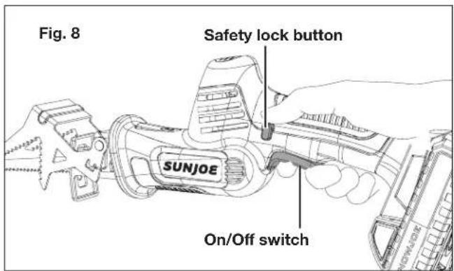 Sun Joe 24VMPSWVGLTESJG - Starting and Stopping - 2