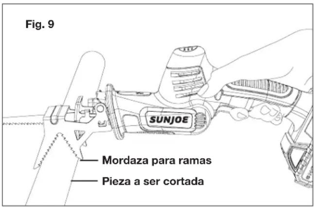 Sun Joe 24VMPSWVGLTESJG - Uso de la mordaza para ramas - 1