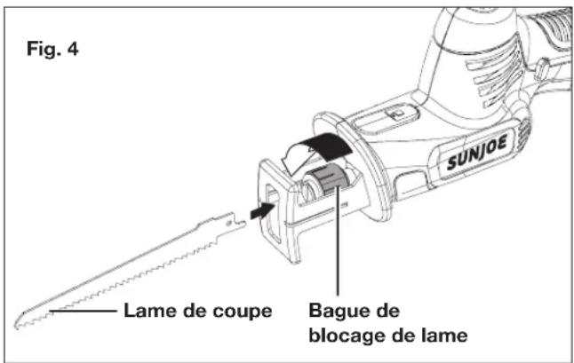 Sun Joe 24VMPSWVGLTESJG - Insertion/changement de la lame - 2