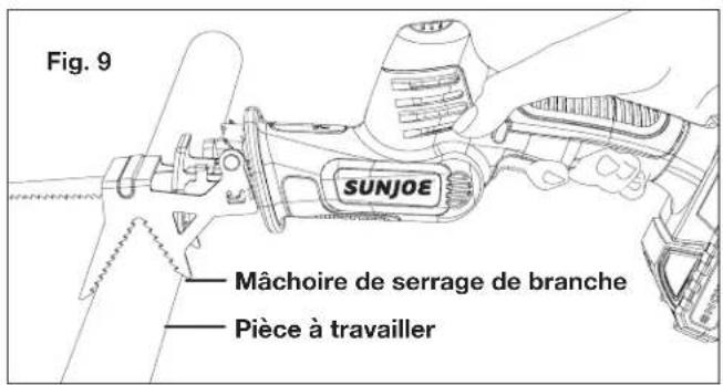 Sun Joe 24VMPSWVGLTESJG - Utilisation de la mâchoire de serrage de branche - 1