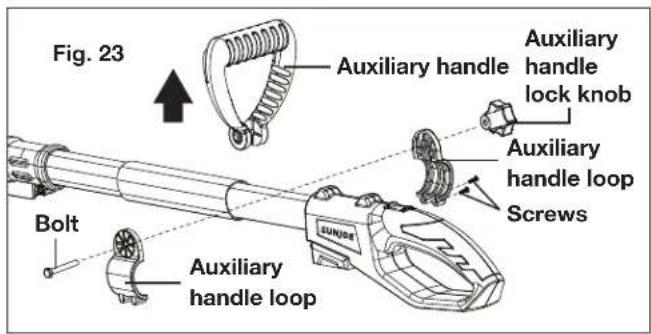 Sun Joe 24VPS8CMAXLTE - To Adjust the Position of the Auxiliary Handle - 1